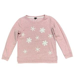 ❄️🩷 Talbots Embroidered Snowflake Sweatshirt | Heathered Pink | Size M